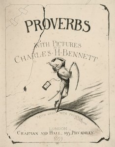 Titelside-illustration til Ordsprog med billeder af Charles H Bennett (kobberstik) af Charles Henry (after) Bennett