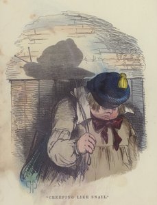 Krybende som snegl (farvet gravering)