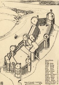 Et fugleperspektiv af Caernarvon Castle, North Wales, 1931