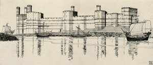 Eksteriør af Caernarvon Castle, North Wales, 1931 af Charles Henry Bourne Quennell
