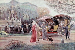 Pelerinage in Breton Calvary - Tryk fra begyndelsen af det 20. århundrede af Charles Henri Terre (1864 - 1926). Paris, dekorativ kunst