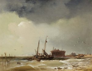 Fiskerbåde lander på en strand