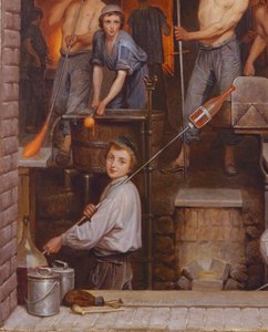 Interior of a Furnace, 1865 olie på lærred detalje fra 191514 af Charles Housez