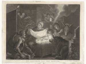 Fødsel og hyrdetilbedelse Frelserens fødsel (titel på objekt) af Charles Howard Hodges