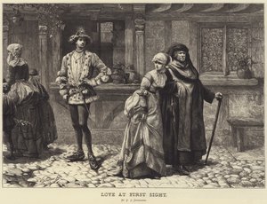 Kærlighed ved første blik (gravering) af Charles J. (after) Staniland