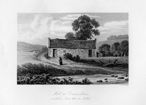 Mølle ved Bannockburn, hvor James III af Skotland blev dræbt i 1488, 1840.