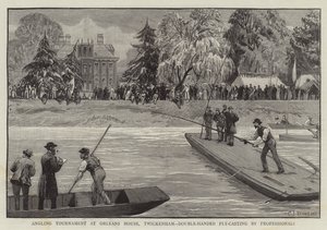 Lystfiskerturnering i Orleans House, Twickenham, dobbelthåndsfluekastning af professionelle af Charles J. Staniland