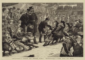 Børnefest ombord på HMS Minotaur, The Tug of War af Charles J. Staniland