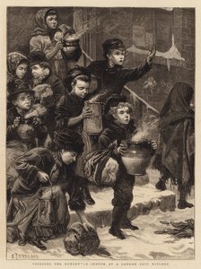 Feeding the Hungry, en skitse på et London Suppekøkken af Charles J. Staniland