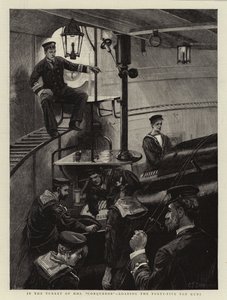 I Turret of H M S Conqueror, lad de 45 tons kanoner af Charles J. Staniland