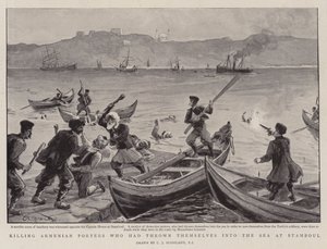 Dræbte armenske portører, der havde kastet sig i havet ved Stamboul af Charles J. Staniland