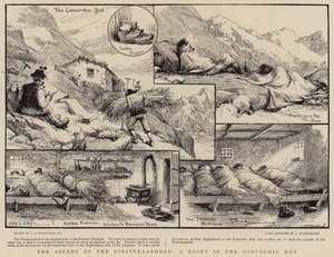 Bestigning af Finsteraarhorn, en nat i Concordia-hytten af Charles J. Staniland