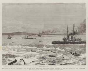 Tabet af HMS Victoria, scenen efter skibet var sunket, både, der henter flagskibets overlevende