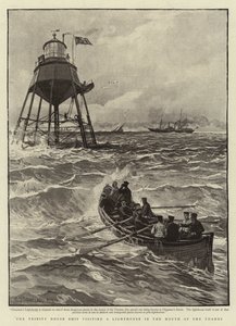 Trinity House-skibet besøger et fyrtårn i Themsen af Charles J. Staniland