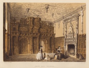 Crewe Hall, Cheshire (akvatint) af Charles James Richardson