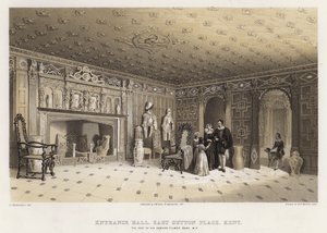Entré, East Sutton Place, Kent, sæde for Sir Edmund Filmer (farve litho)