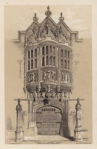 Frontispice for Old English Mansions, Third Series, af C J Richardson (farve litho)