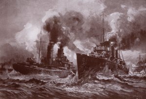 En kamp med en destroyer (litho)