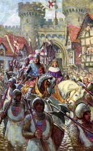 Edward V rider ind i London med hertug Richard