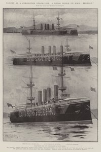Sømænd som kroningsdekoration, en levende enhed på HMS Terrible af Charles John de Lacy
