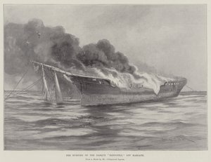 Afbrændingen af barken Blengfell ud for Margate af Charles John de Lacy
