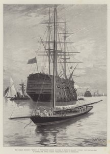 Den tyske kejsermeteor i Portsmouth Havn, forankret foran Nelson