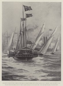 Prinsen af Wales i Cowes, Prinsens ankomst lørdag aften den 30. juli, kongelig hilsen fra HMS Crescent, kaptajn hertugen af York