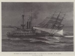 Forliset af et fuldrigget handelsfartøj på 1400 tons af HMS Sanspareil off the Lizard af Charles John de Lacy