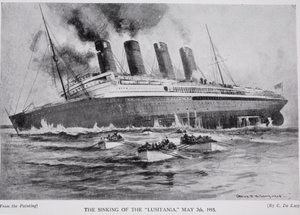 The Sinking of the Lusitania, 7. maj 1915, illustration fra 