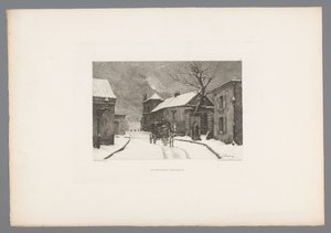 Gezicht op de Rue des Rosiers i Montmartre Rue des Rosiers i Montmartre (titel på objektet) Frankrig etsen uit 1875 (serietitel) Radering i 1875 (serietitel) af Charles Joseph Beauverie