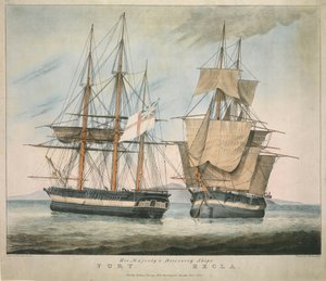 Hans Majestæts Discovery-skibe Fury og Hecla af Charles Joseph Hullmandel