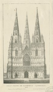 Lichfield Cathedral - Vestfronten: gravering