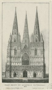 Lichfield Cathedral - West Front: engraving, 1819dani