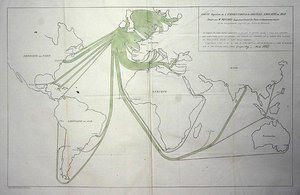 Kort, der viser eksporten af kul fra de britiske øer i 1850 af Charles Joseph Minard