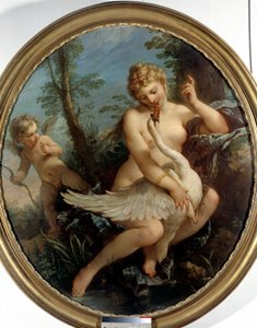 Leda og svanen Leda og guden Zeus forvandler sig til en svane for at nærme sig ham. Maleri af Charles Joseph Natoire (Charles-Joseph Natoire
