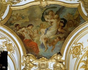 Psyche henrykt i himlen af Love Loftsmaleri af Charles Joseph Natoire (Charles-Joseph Natoire