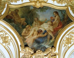 The Nymphs Retracting the Body of Psyche Loftmaleri af Charles Joseph Natoire (Charles-Joseph Natoire af Charles Joseph Natoire