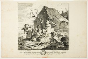 Vinter, tallerken fire fra The Four Seasons af Charles Joseph Natoire
