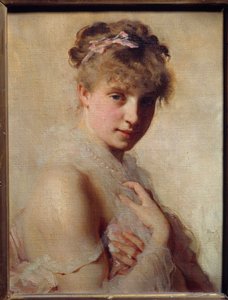 Portræt af en ung pige. Maleri af Charles Chaplin (1825-1891)