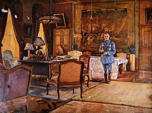 Marskal Ferdinand Foch i hans hovedkvarter, 7. september 1918, Paris (farvestik)