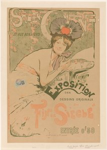 Plakat til en udstilling af Salon des Cent Salon des Cent Udstilling af originale tegninger fra slutningen af ​​århundredet (titel på objekt) af Charles Lapierre