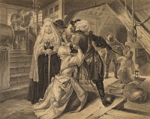 Anholdelse af Alice Lisle for at beskytte flygtninge fra slaget ved Sedgemoor, 1685, 1886 af Charles Lawrie