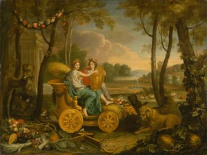 Allegori over de fire elementer: Jorden. Design til et gobelin til kong Louis XIV, ca. 1680. af Charles Le Brun