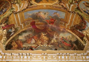 Holland accepterer fred og løsriver sig fra det Hellige Romerske Rige og fra Spanien i 1678, loftsmaleri fra Galerie des Glaces af Charles Le Brun