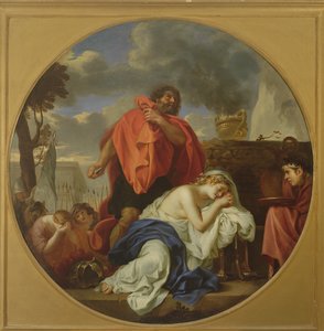 Jefta er ved at ofre sin datter (olie på lærred) af Charles Le Brun