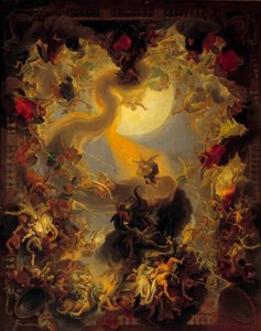 De oprørske engles fald. Maleri af Charles Lebrun (Le Brun) (1619-1690) af Charles Le Brun