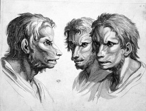 Tre ansigter af varulv (varulv) - af Le brun af Charles Le Brun