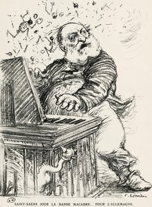 Karikatur af Charles Camille Saint-Saens, fransk komponist, pianist og organist af Charles Leandre