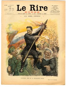 Cover af "" Den røde latter", Satirisk i farver af Charles Leandre