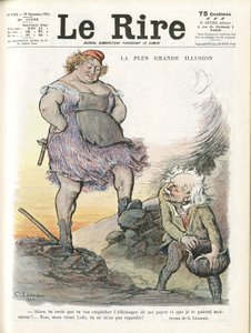 Illustration af Charles Leandre (1862-1934) til forsiden af Le Rire, 30/09/22 - Den største illusion - Tyskland Preussen, England Storbritannien, Reparationer - Marianne, David Lloyd George (1863-1945) - Trivialit af Charles Leandre